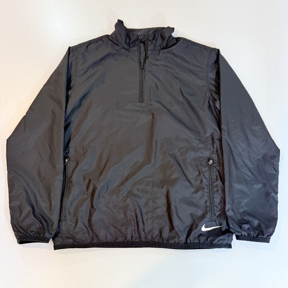 Nike Boys Windbreaker Jacket Youth XL Black Quarter Zip Pullover Coat Lightweigh